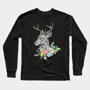 Floral Deer - 1. Long Sleeve T-Shirt
